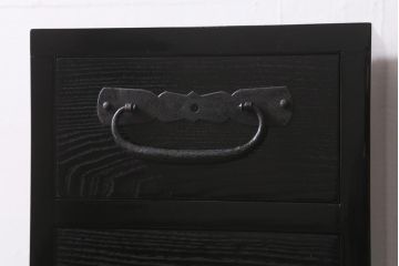 ラフジュ工房オリジナル　古金具リメイク　前板栗材　ヒノキ材　シックな雰囲気漂う小引き出し(小物収納、卓上収納)(R-042016)
