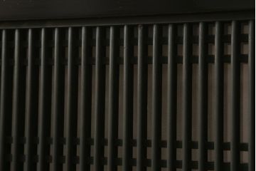 アンティーク建具　昭和初期　繊細に並んだ細い桟が目を引く筬欄間(オサランマ、明り取り、建具)(R-042019)