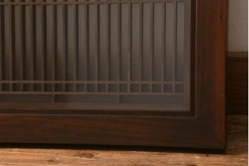 ビンテージ建具　両面ガラス　すりガラス入り　細い桟が上品な雰囲気の筬欄間(オサランマ、明かり取り、明り取り)(R-042022)