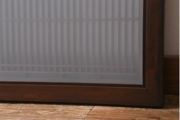 ビンテージ建具　両面ガラス　すりガラス入り　細い桟が上品な雰囲気の筬欄間(オサランマ、明かり取り、明り取り)(R-042022)