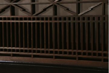 アンティーク建具　片面ガラス　繊細な組子と太い框が和の空間を彩る欄間(明かり取り、明り取り)(R-042023)