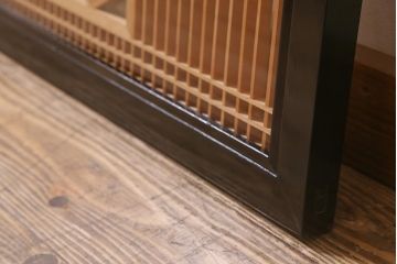 ビンテージ建具　両面ガラス　格子・麻の葉　上品な佇まいの組子欄間(明かり取り、明り取り)(R-042024)