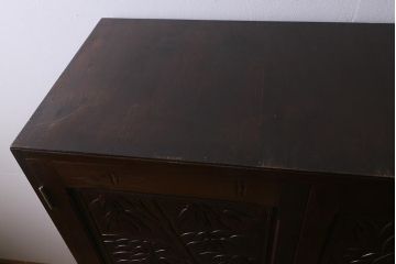 ヴィンテージ家具　伝統工芸　軽井沢彫り　竹の彫りが見事なチェスト(和タンス、洋服タンス、ビンテージ)(R-042026)