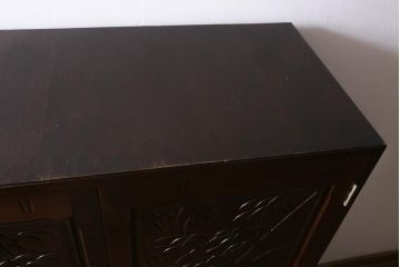 ヴィンテージ家具　伝統工芸　軽井沢彫り　竹の彫りが見事なチェスト(和タンス、洋服タンス、ビンテージ)(R-042026)