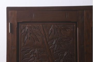 ヴィンテージ家具　伝統工芸　軽井沢彫り　竹の彫りが見事なチェスト(和タンス、洋服タンス、ビンテージ)(R-042026)