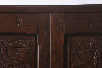 ヴィンテージ家具　伝統工芸　軽井沢彫り　竹の彫りが見事なチェスト(和タンス、洋服タンス、ビンテージ)(R-042026)