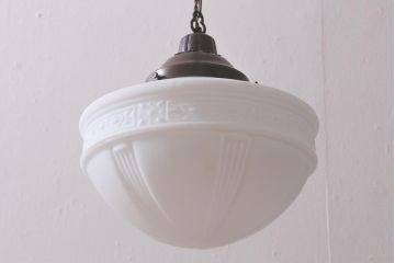 アンティーク照明　陽刻のカバーが上品なペンダントライト(天井照明、吊り下げ照明)(R-042029)