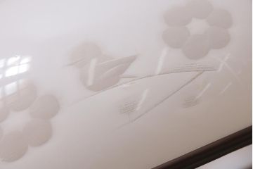 アンティーク照明　昭和初期　梅と小鳥の模様が可愛らしい天井照明(吊り下げ照明、ペンダントライト)(R-042030)