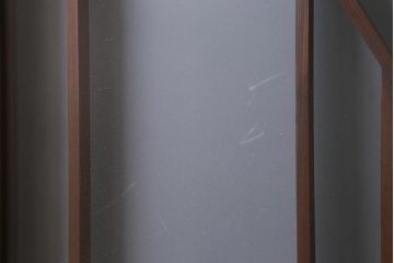 アンティーク建具　和製アンティーク　ヒノキ材　腰板ケヤキ材　上手物!　珍しいデザインが目を引くガラス戸4枚セット(引き戸、建具)(R-042036)