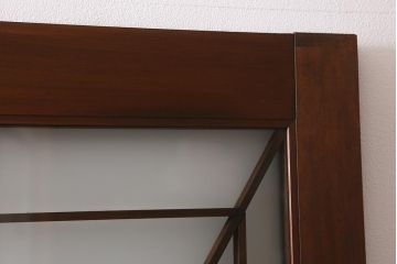 アンティーク建具　和製アンティーク　ヒノキ材　腰板ケヤキ材　上手物!　珍しいデザインが目を引くガラス戸4枚セット(引き戸、建具)(R-042036)