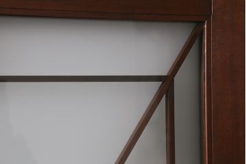 アンティーク建具　和製アンティーク　ヒノキ材　腰板ケヤキ材　上手物!　珍しいデザインが目を引くガラス戸4枚セット(引き戸、建具)(R-042036)