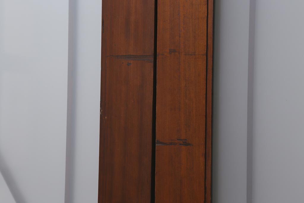 アンティーク建具　和製アンティーク　ヒノキ材　腰板ケヤキ材　上手物!　珍しいデザインが目を引くガラス戸4枚セット(引き戸、建具)(R-042036)