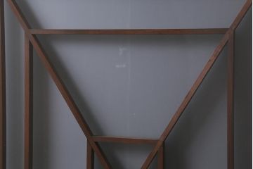 アンティーク建具　和製アンティーク　ヒノキ材　腰板ケヤキ材　上手物!　珍しいデザインが目を引くガラス戸4枚セット(引き戸、建具)(R-042036)