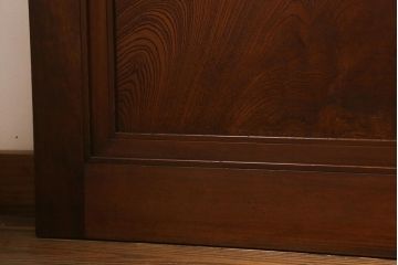 アンティーク建具　和製アンティーク　ヒノキ材　腰板ケヤキ材　上手物!　珍しいデザインが目を引くガラス戸4枚セット(引き戸、建具)(R-042036)