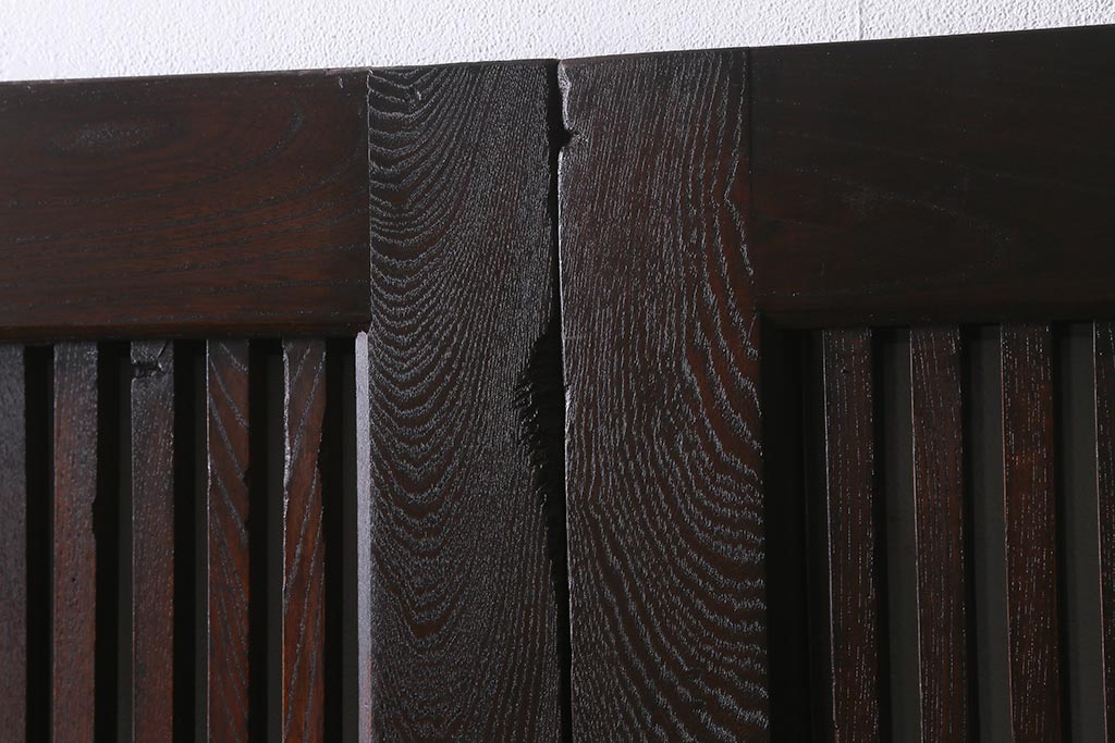 アンティーク建具　和製アンティーク　明治期　蔵戸リメイク　総ケヤキ材　クリアガラス入り　和の趣あふれる蔵戸2枚セット(引き戸、玄関戸)(R-042038)