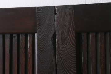 アンティーク建具　和製アンティーク　明治期　蔵戸リメイク　総ケヤキ材　クリアガラス入り　和の趣あふれる蔵戸2枚セット(引き戸、玄関戸)(R-042038)