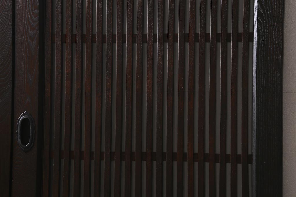 アンティーク建具　和製アンティーク　明治期　蔵戸リメイク　総ケヤキ材　クリアガラス入り　和の趣あふれる蔵戸2枚セット(引き戸、玄関戸)(R-042038)