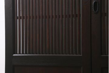 アンティーク建具　和製アンティーク　明治期　蔵戸リメイク　総ケヤキ材　クリアガラス入り　和の趣あふれる蔵戸2枚セット(引き戸、玄関戸)(R-042038)