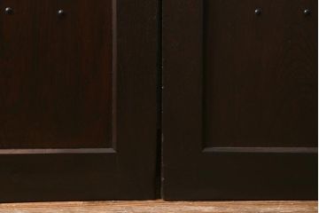 アンティーク建具　和製アンティーク　明治期　蔵戸リメイク　総ケヤキ材　クリアガラス入り　和の趣あふれる蔵戸2枚セット(引き戸、玄関戸)(R-042038)