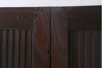 アンティーク建具　和製アンティーク　明治期　蔵戸リメイク　総ケヤキ材　クリアガラス入り　和の趣あふれる蔵戸2枚セット(引き戸、玄関戸)(R-042038)