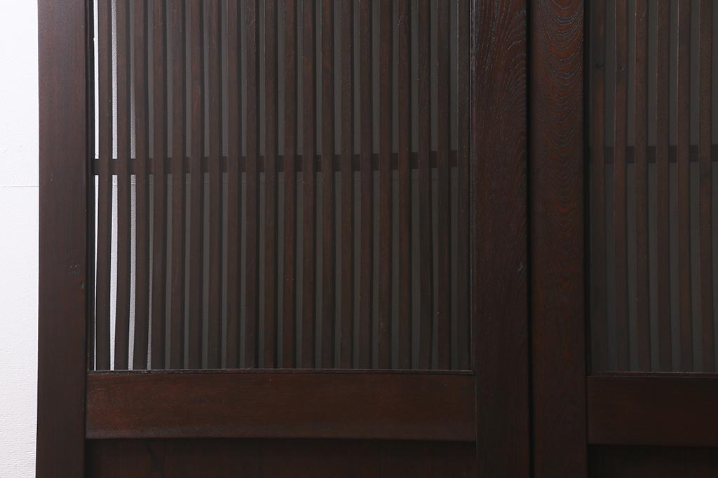 アンティーク建具　和製アンティーク　明治期　蔵戸リメイク　総ケヤキ材　クリアガラス入り　和の趣あふれる蔵戸2枚セット(引き戸、玄関戸)(R-042038)