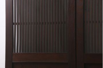 アンティーク建具　和製アンティーク　明治期　蔵戸リメイク　総ケヤキ材　クリアガラス入り　和の趣あふれる蔵戸2枚セット(引き戸、玄関戸)(R-042038)