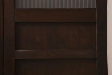 アンティーク建具　和製アンティーク　明治期　蔵戸リメイク　総ケヤキ材　クリアガラス入り　和の趣あふれる蔵戸2枚セット(引き戸、玄関戸)(R-042038)