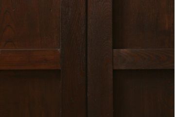 アンティーク建具　和製アンティーク　明治期　蔵戸リメイク　総ケヤキ材　クリアガラス入り　和の趣あふれる蔵戸2枚セット(引き戸、玄関戸)(R-042038)