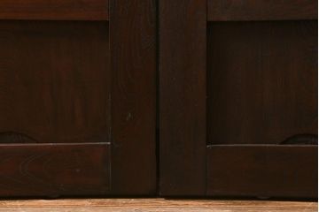 アンティーク建具　和製アンティーク　明治期　蔵戸リメイク　総ケヤキ材　クリアガラス入り　和の趣あふれる蔵戸2枚セット(引き戸、玄関戸)(R-042038)