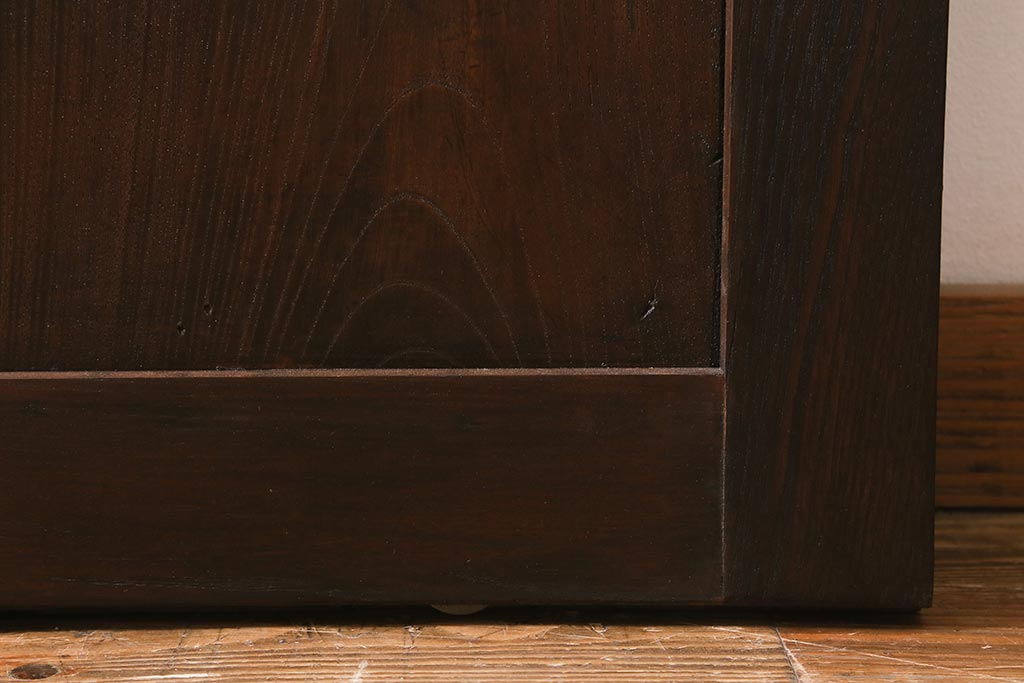 アンティーク建具　和製アンティーク　明治期　蔵戸リメイク　総ケヤキ材　クリアガラス入り　和の趣あふれる蔵戸2枚セット(引き戸、玄関戸)(R-042038)