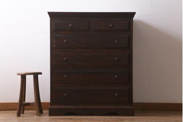 ビンテージ家具　松本民芸家具　シンプルな中に上品さがある#46型ベビータンス(チェスト、引き出し、ヴィンテージ)(定価約30万円)(R-042040)