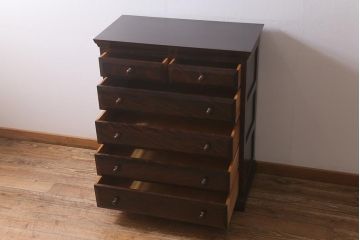 ビンテージ家具　松本民芸家具　シンプルな中に上品さがある#46型ベビータンス(チェスト、引き出し、ヴィンテージ)(定価約30万円)(R-042040)