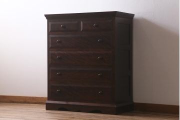 ビンテージ家具　松本民芸家具　シンプルな中に上品さがある#46型ベビータンス(チェスト、引き出し、ヴィンテージ)(定価約30万円)(R-042040)