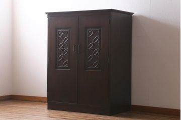 ビンテージ家具　神戸洋家具　永田良介商店　鏡付き　エレガントな佇まいが魅力のワードローブ(洋服タンス、衣装タンス、ヴィンテージ)(R-042041)