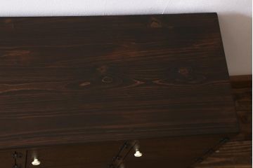 ラフジュ工房オリジナル　古材リメイク　レトロな雰囲気が魅力的な扉付きマス目棚・右開き(収納棚、ロッカー、下駄箱)(R-042044)