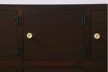 ラフジュ工房オリジナル　古材リメイク　レトロな雰囲気が魅力的な扉付きマス目棚・右開き(収納棚、ロッカー、下駄箱)(R-042044)