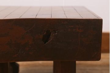和製アンティーク　欅(ケヤキ)材　古い木の風合いが魅力的な足付将棋盤(花台、飾り台)(R-042049)