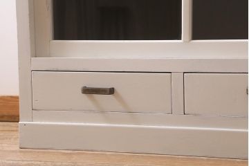 アンティーク家具　昭和中期　ペイント　ナチュラルな雰囲気が魅力の重ね戸棚(食器棚、収納棚、キャビネット)(R-042051)