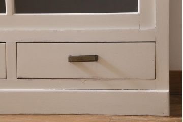 アンティーク家具　昭和中期　ペイント　ナチュラルな雰囲気が魅力の重ね戸棚(食器棚、収納棚、キャビネット)(R-042051)