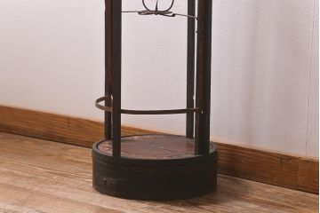和製アンティーク　古民具　江戸期　経年の風合いが趣のある遠州行灯(丸行灯、行燈、照明、スタンド)(R-042054)