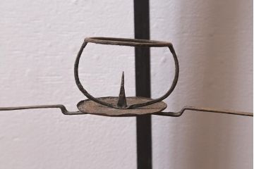 和製アンティーク　古民具　江戸期　経年の風合いが趣のある遠州行灯(丸行灯、行燈、照明、スタンド)(R-042054)