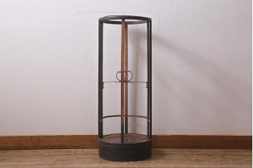 和製アンティーク　古民具　江戸期　経年の風合いが趣のある遠州行灯(丸行灯、行燈、照明、スタンド)(R-042054)