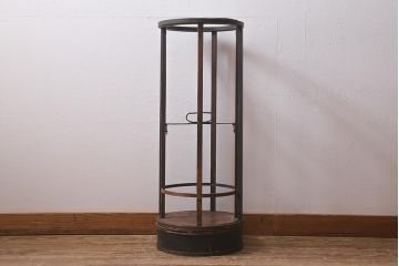 和製アンティーク　古民具　江戸期　経年の風合いが趣のある遠州行灯(丸行灯、行燈、照明、スタンド)(R-042055)
