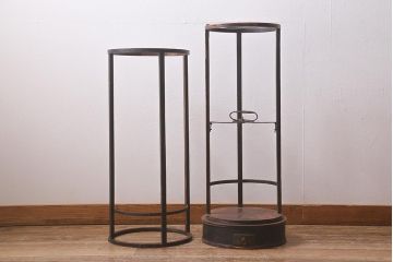 和製アンティーク　古民具　江戸期　経年の風合いが趣のある遠州行灯(丸行灯、行燈、照明、スタンド)(R-042055)