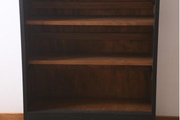 アンティーク家具　昭和中期　ペイント　モールガラス入り　マットカラーがおしゃれなガラス戸棚(収納棚、キャビネット)(R-042058)