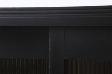 アンティーク家具　昭和中期　ペイント　モールガラス入り　マットカラーがおしゃれなガラス戸棚(収納棚、キャビネット)(R-042058)