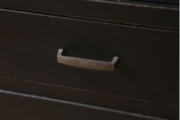 アンティーク家具　昭和中期　ペイント　モールガラス入り　マットカラーがおしゃれなガラス戸棚(収納棚、キャビネット)(R-042058)