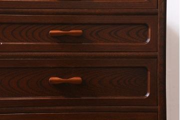 中古　国産　桐材　指物家具　漆塗り　仕掛け付きの小タンス(引き出し、サイドチェスト)(定価約14万8千円)(R-042060)