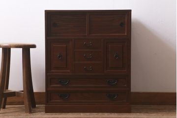 中古　指物家具　からくり付き!凝ったつくりが魅力の小物収納(定価14万円)(小箪笥)(R-042064)