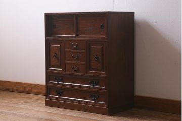 中古　指物家具　からくり付き!凝ったつくりが魅力の小物収納(定価14万円)(小箪笥)(R-042064)